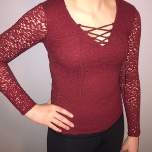 Hollister v-neck lace shirt